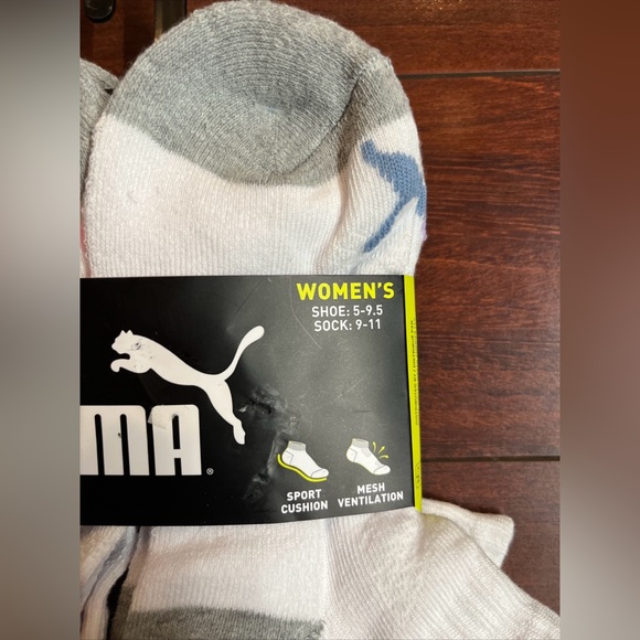 6-Pack Puma Quarter Crew Cushion Socks Womens Shoe Size 5-9.5 White Gray New - Picture 3 of 13